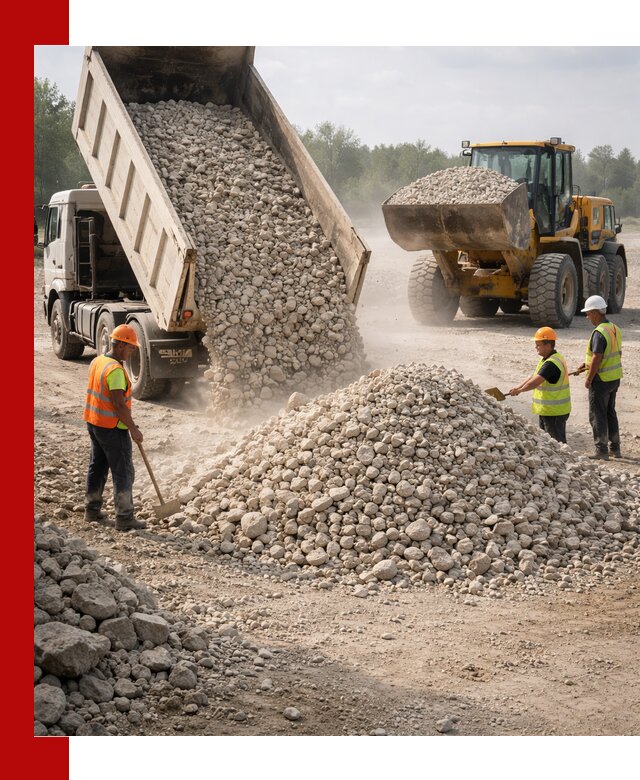 Доставка известнякового щебня фр. 40-70 в Лянторе