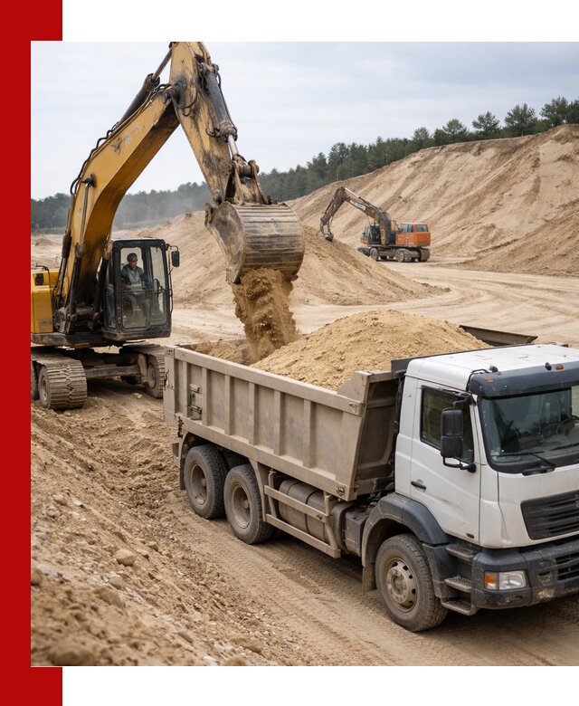 Доставка карьерного песка с самосвалами и разгрузкой в Лянторе