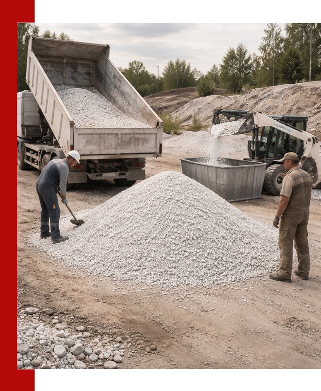 Доставка и продажа белой мраморной крошки в Лянторе