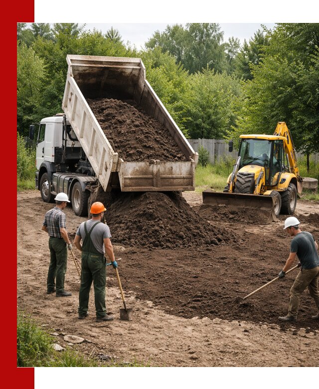 Доставка и укладка грунта для выравнивания участка в Лянторе