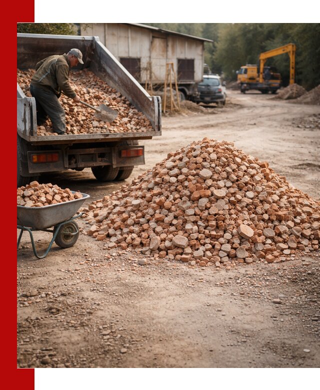 Доставка и подушка из боя кирпича с разгрузкой в Лянторе