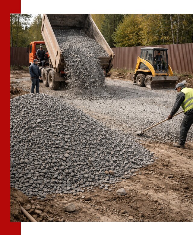 Отсыпка участка щебнем с доставкой и уплотнением в Лянторе